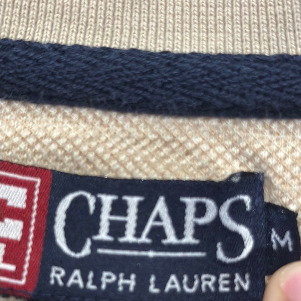 Chaps Cream Polo Shirt with Classic Windowpane Pattern - Picture 4 of 4